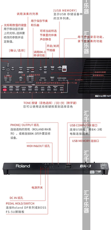 -3 Bàn phím đệm tự động thông minh 3 bàn phím tổng hợp mới Roland BK